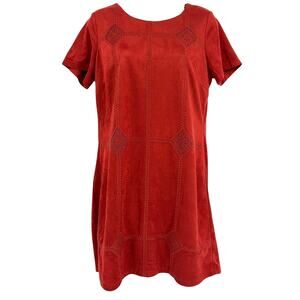 Skies are Blue Faux Suede Dress Sz M Soft Grunge Whimsigoth Y2K Rust Earthy Lace